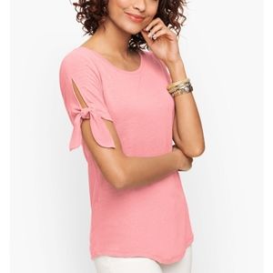 Talbots Women's Tie Sleeve Tee (Deep coral solid)